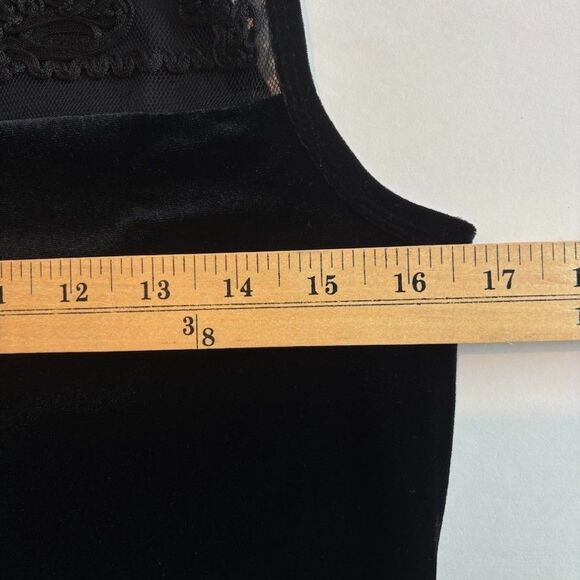 Velvet Sleeveless Womens top Petite S Black Sheer Lace dark Coquette Romantic - Picture 9 of 11